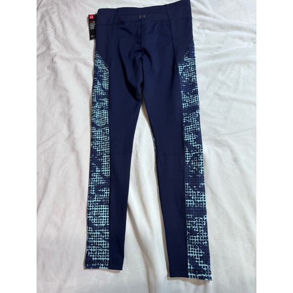 Under Armour Fitted Heatgear Compression Cropped Leggings Printed Blue Women’s - Picture 2 of 7